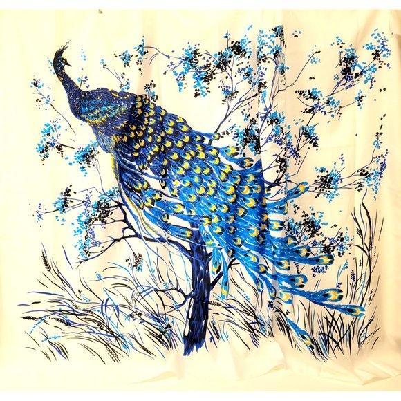 Extra Large Peacock Print Polyester Scarf - Picture 5 of 5